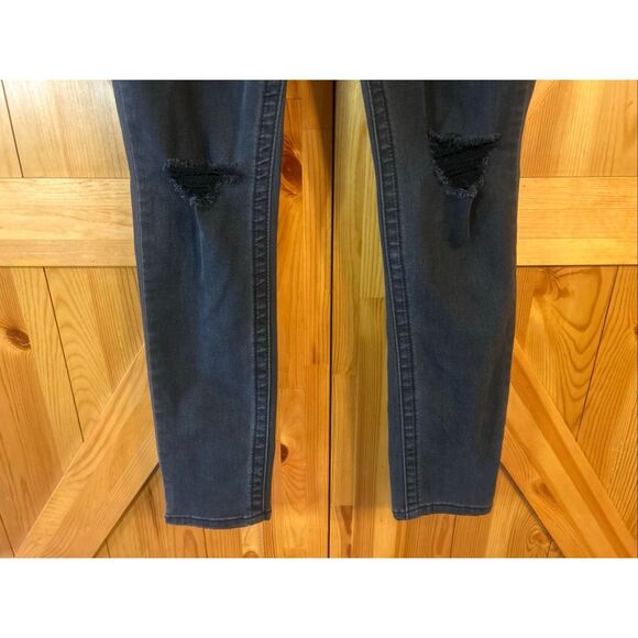 Seven7 Jeans Womens 8 Black Distressed Tummyless High Rise Skinny Stretch (5849) - Picture 2 of 8